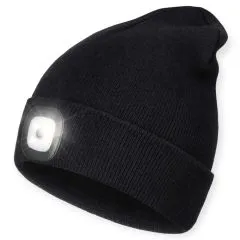 LED Wintermütze Beanie wiederaufladbar Unisex Schwarz