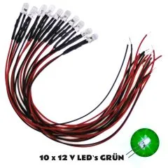 LEDs 5mm 12V Grün 10 Stück