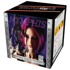 Nymphis 13 Schuss – Titangold-Feuertöpfe & Goldflimmerpalmen mit Purpursternen | 30 mm | ca. 20 Sek. | Blackboxx