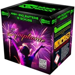 Symphonie 15 Schuss – Purpur- & Grünbuketts mit Goldstaubblinkern | 20 mm | ca. 25 Sek. | Blackboxx