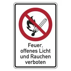 Verbotsschild Kein Feuer | offenes Licht | Rauchen verboten | Kunststoff Schild 200 × 300 mm