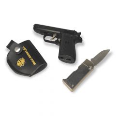 Feuerzeug Pistole Walther PPK cal. 7.65 Schwarz mit Messer